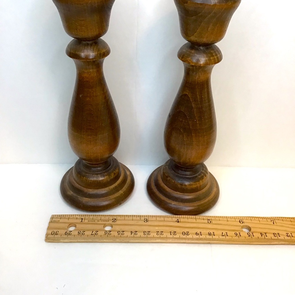 VINTAGE Cottagecore Boho Wood Candlestick Set - Picture 6 of 8